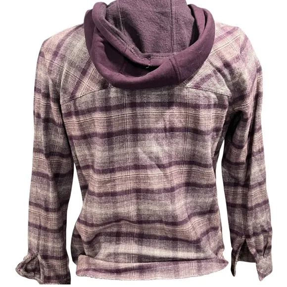 Columbia Womens Canyon Point II Shirt Jacket Purple  Hooded Flannel Hiking Large - Picture 3 of 9